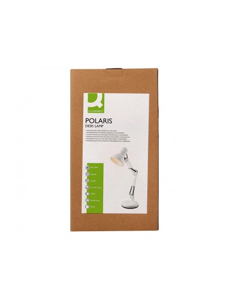 Lampara de escritorio q-connect polaris metalica coninterruptor brazo doble 3 articulaciones color blanco Lampara de escritorio q-connect polaris metalica coninterruptor brazo doble 3 articulaciones color blanco