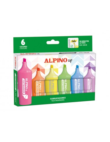Rotulador fluorescente alpino up caja de 6 unidades colores surtidos