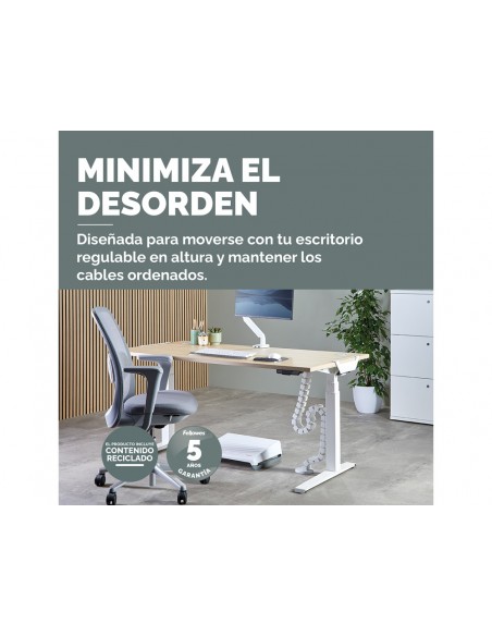 Organizador de cables fellowes extensible para escritorio longitud 1,3 m color blanco Organizador de cables fellowes extensible para escritorio longitud 1,3 m color blanco