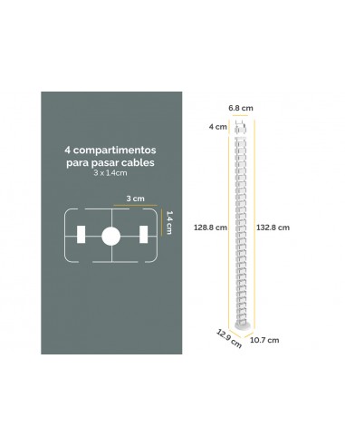 Organizador de cables fellowes extensible para escritorio longitud 1,3 m color blanco