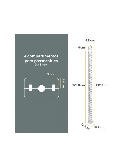 Organizador de cables fellowes extensible para escritorio longitud 1,3 m color blanco Organizador de cables fellowes extensible para escritorio longitud 1,3 m color blanco