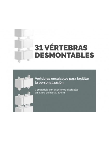 Organizador de cables fellowes extensible para escritorio longitud 1,3 m color blanco Organizador de cables fellowes extensible para escritorio longitud 1,3 m color blanco