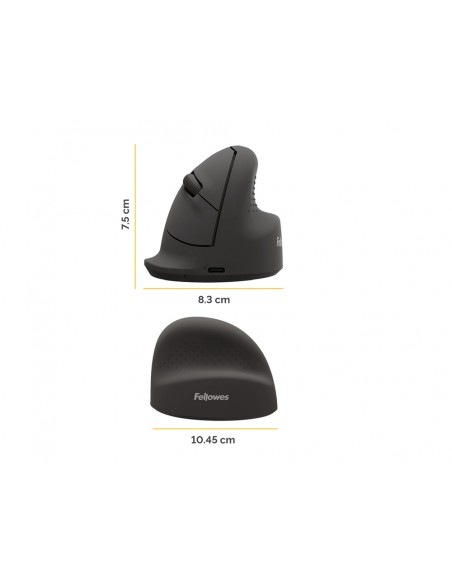 Raton fellowes ergonomico vertical breyta mediano diestros optico 1600 dpi color negro
