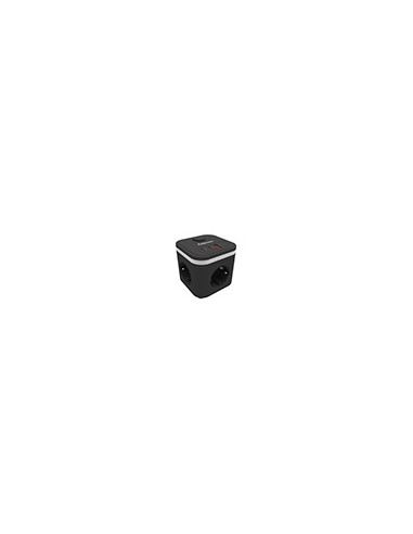 Regleta fellowes cubo multienchufes 3 tomas corriente + 2xusb c + a usb a color negro