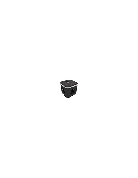 Regleta fellowes cubo multienchufes 3 tomas corriente + 2xusb c + a usb a color negro