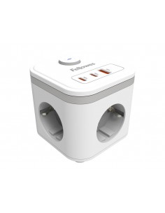 Regleta fellowes cubo multienchufes 3 tomas corriente + 2xusb c + a usb a color blanco