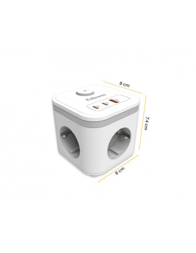 Regleta fellowes cubo multienchufes 3 tomas corriente + 2xusb c + a usb a color blanco