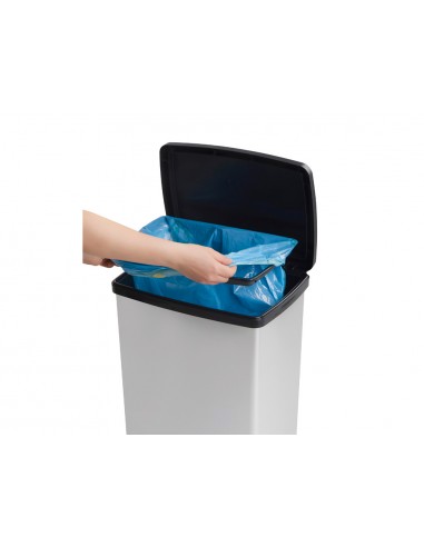 Contenedor plastico cep elite con tapa y pedal dos compartimentos 50 l color plata 390x288x654 mm