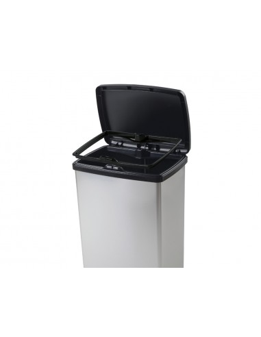 Contenedor plastico cep elite con tapa y pedal dos compartimentos 50 l color plata 390x288x654 mm