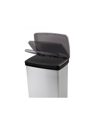 Contenedor plastico cep elite con tapa y pedal dos compartimentos 50 l color plata 390x288x654 mm