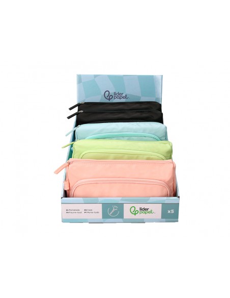 Estuche portatodo liderpapel minibag 2 cremalleras con bolsillo interior 210x100x70 mm Estuche portatodo liderpapel minibag 2 cremalleras con bolsillo interior 210x100x70 mm
