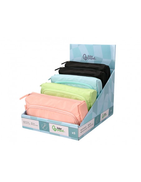 Estuche portatodo liderpapel minibag 2 cremalleras con bolsillo interior 210x100x70 mm Estuche portatodo liderpapel minibag 2 cremalleras con bolsillo interior 210x100x70 mm
