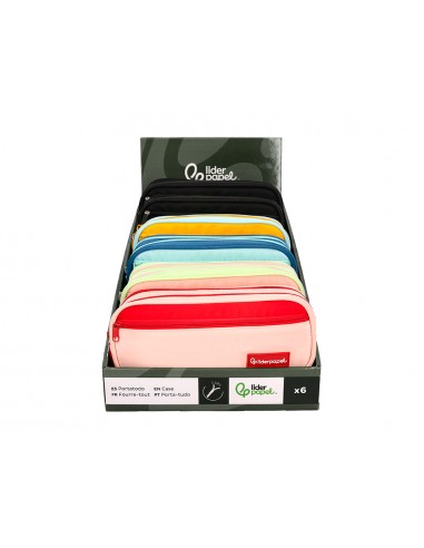 Estuche portatodo liderpapel duo 2 cremalleras con bolsillo frontal 220x90x50 mm