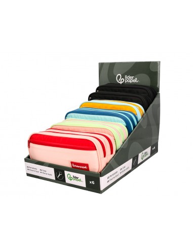 Estuche portatodo liderpapel duo 2 cremalleras con bolsillo frontal 220x90x50 mm