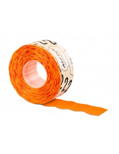 Etiquetas meto naranja fluor 32x19 mm troqueladas adhesivo permanente rollo de 1000 unidades