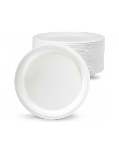 Plato de fibra bio 22 cm diametro paquete de 50 unidades