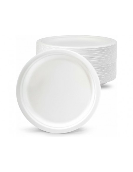 Plato de fibra bio 15 cm diametro paquete de 50 unidades