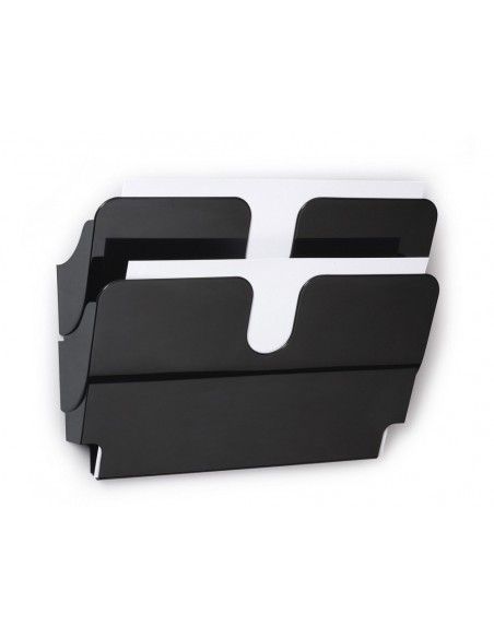 Expositor de mural durable flexiplus a4 horizontal doble magnetico negro