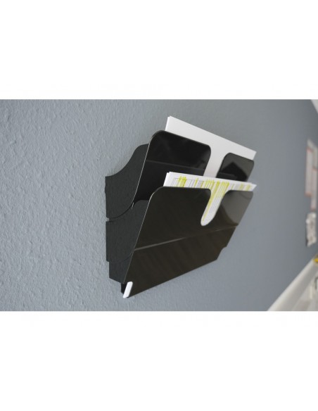 Expositor de mural durable flexiplus a4 horizontal doble magnetico negro