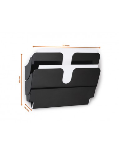 Expositor de mural durable flexiplus a4 horizontal doble magnetico negro