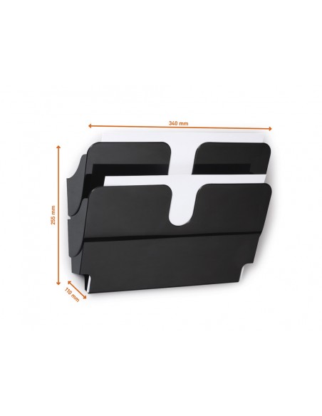 Expositor de mural durable flexiplus a4 horizontal doble magnetico negro