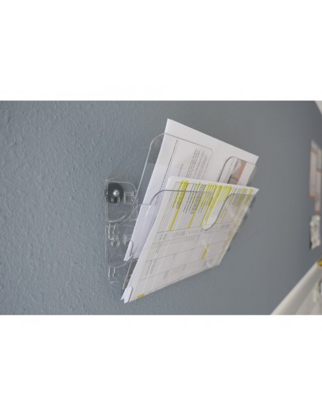 Expositor de mural durable flexiplus a4 horizontal doble magnetico transparente