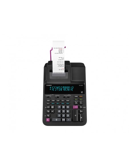 Calculadora casio dr-200r impresora pantalla fluor papel 58 mm impresion bicolor 12 digitos ac/dc color negro