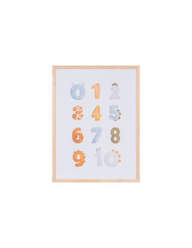 Pizarra blanca bi-office magnetica acero lacado blanco marco de madera con numeros para niños 600x450 mm