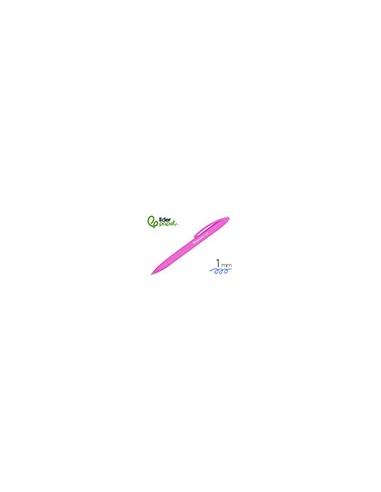 Boligrafo liderpapel punta 1 mm retractil con clip acabado soft touch tinta azul cuerpo rosa