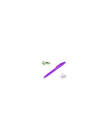 Boligrafo liderpapel punta 1 mm retractil con clip acabado soft touch tinta azul cuerpo morado