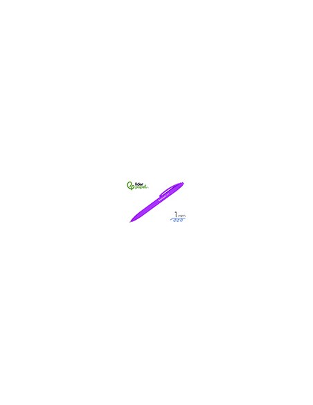 Boligrafo liderpapel punta 1 mm retractil con clip acabado soft touch tinta azul cuerpo morado