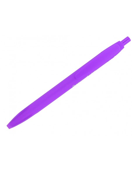 Boligrafo liderpapel punta 1 mm retractil con clip acabado soft touch tinta azul cuerpo morado