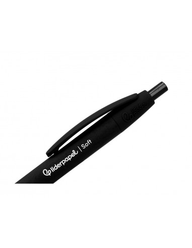 Boligrafo liderpapel punta 1 mm retractil con clip acabado soft touch tinta negra cuerponegro