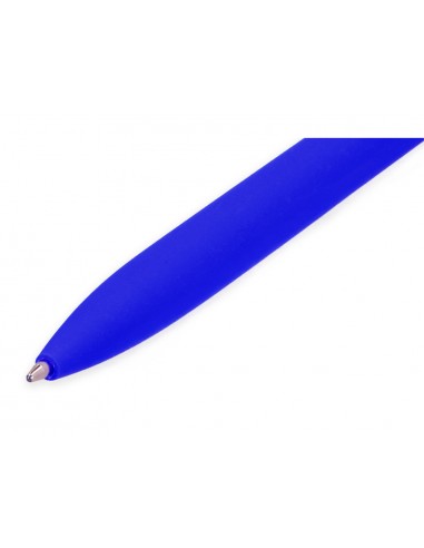 Boligrafo liderpapel punta 1 mm retractil con clip acabado soft touch tinta azul cuerpo azul