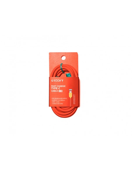 Cable groovy usb 2.0 tipo c a tipo c longitud 1 mt silicona color naranja