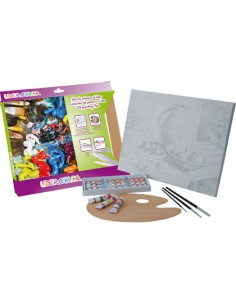 Set pintura al oleo liderpapel contiene 1 lienzo imprimacion 30x40cm 1 paleta madera 3 brochas tubos 12x12ml oleo