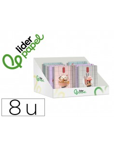 Agenda escolar liderpapel 26-27 espiral oriental diseños surtidos bilingüe 80 g papel fsc expositor 8 unidades