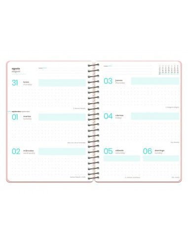 Agenda escolar liderpapel 26-27 espiral oriental diseños surtidos bilingüe 80 g papel fsc expositor 8 unidades