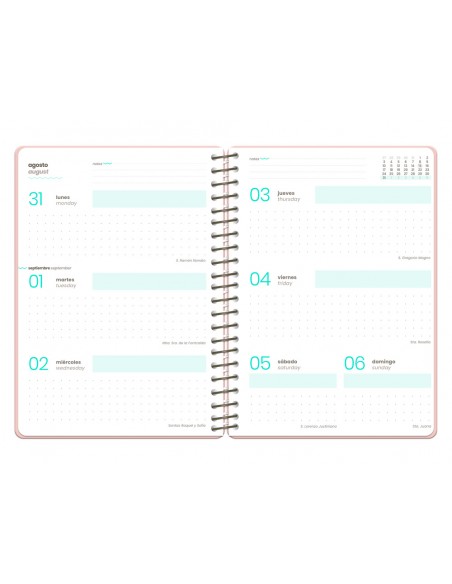 Agenda escolar liderpapel 26-27 espiral oriental diseños surtidos bilingüe 80 g papel fsc expositor 8 unidades