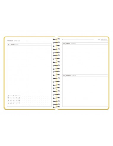 Agenda escolar antartik 26-27 espiral pack and go dia paginaa5+ bilingüe 80g papel fsc amarillo