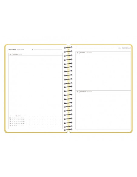 Agenda escolar antartik 26-27 espiral pack and go dia paginaa5+ bilingüe 80g papel fsc amarillo