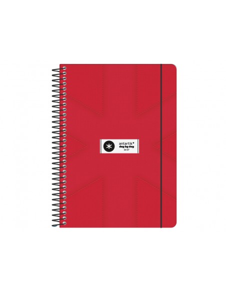 Agenda escolar antartik 26-27 espiral pack and go dia paginaa5+ bilingüe 80g papel fsc rojo