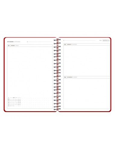 Agenda escolar antartik 26-27 espiral pack and go dia paginaa5+ bilingüe 80g papel fsc rojo