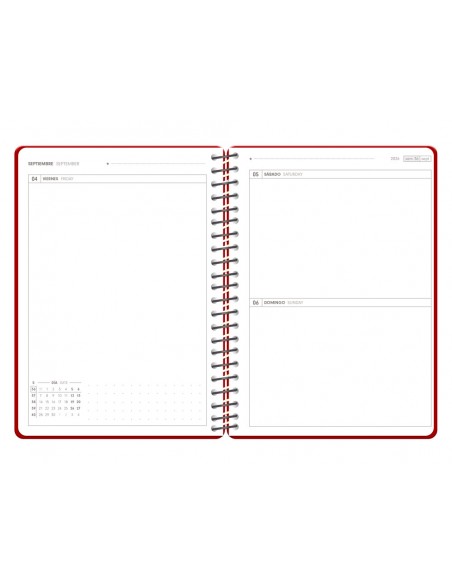 Agenda escolar antartik 26-27 espiral pack and go dia paginaa5+ bilingüe 80g papel fsc rojo