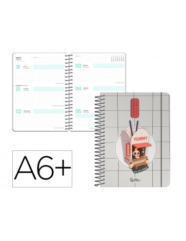 Agenda escolar liderpapel 26-27 espiral oriental semana vista a6+ bilingue 80g papel fsc fideos