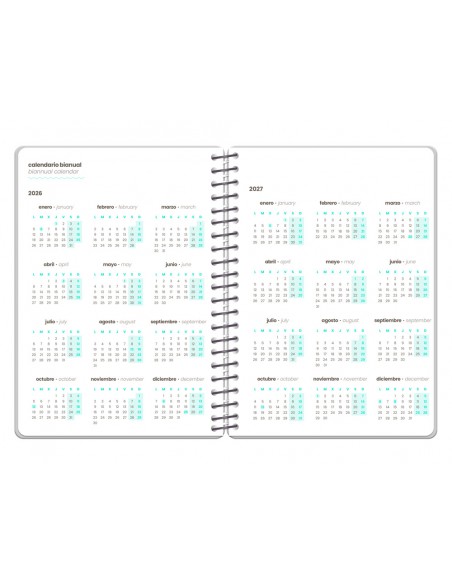 Agenda escolar liderpapel 26-27 espiral oriental semana vista a6+ bilingue 80g papel fsc fideos