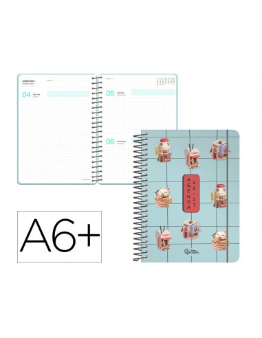 Agenda escolar liderpapel 26-27 espiral orietal dia pagina a6+ bilingue 80g papel fsc mix