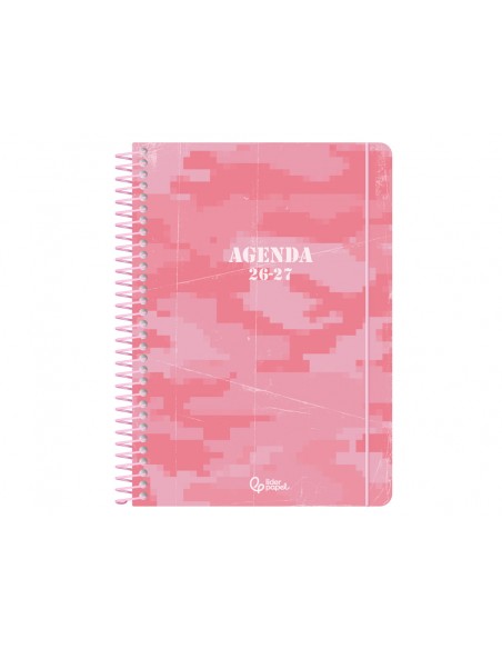 Agenda escolar liderpapel 26-27 espiral military diseñossurtidos bilingüe 80g papel fsc expositor 12 unidades