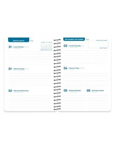 Agenda escolar liderpapel 26-27 espiral personalizable semana vista a5 bilingue 70g papel fsc
