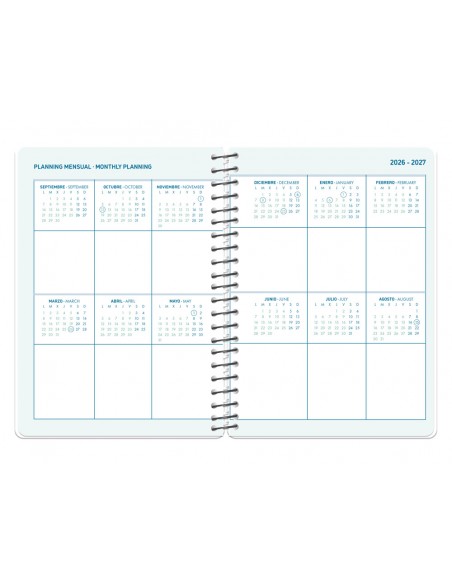 Agenda escolar liderpapel 26-27 espiral personalizable semana vista a5 bilingue 70g papel fsc
